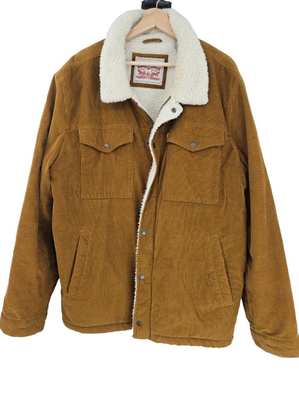 Levis Sherpa Corduroy Jacket Mens XXL Tan Trucker Western Warm Winter Coat